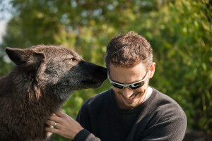 Me and a wolf named Wotan at Wolf Park. (Credit: Wolf Park)